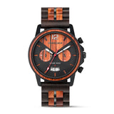 3D Metal Logo stainless steel quartz wood watch for men