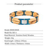 DODO DEER Hot Sale Men's Stainless Steel Wood Bracelet Retro Hand Wooden Fashion Bracelet